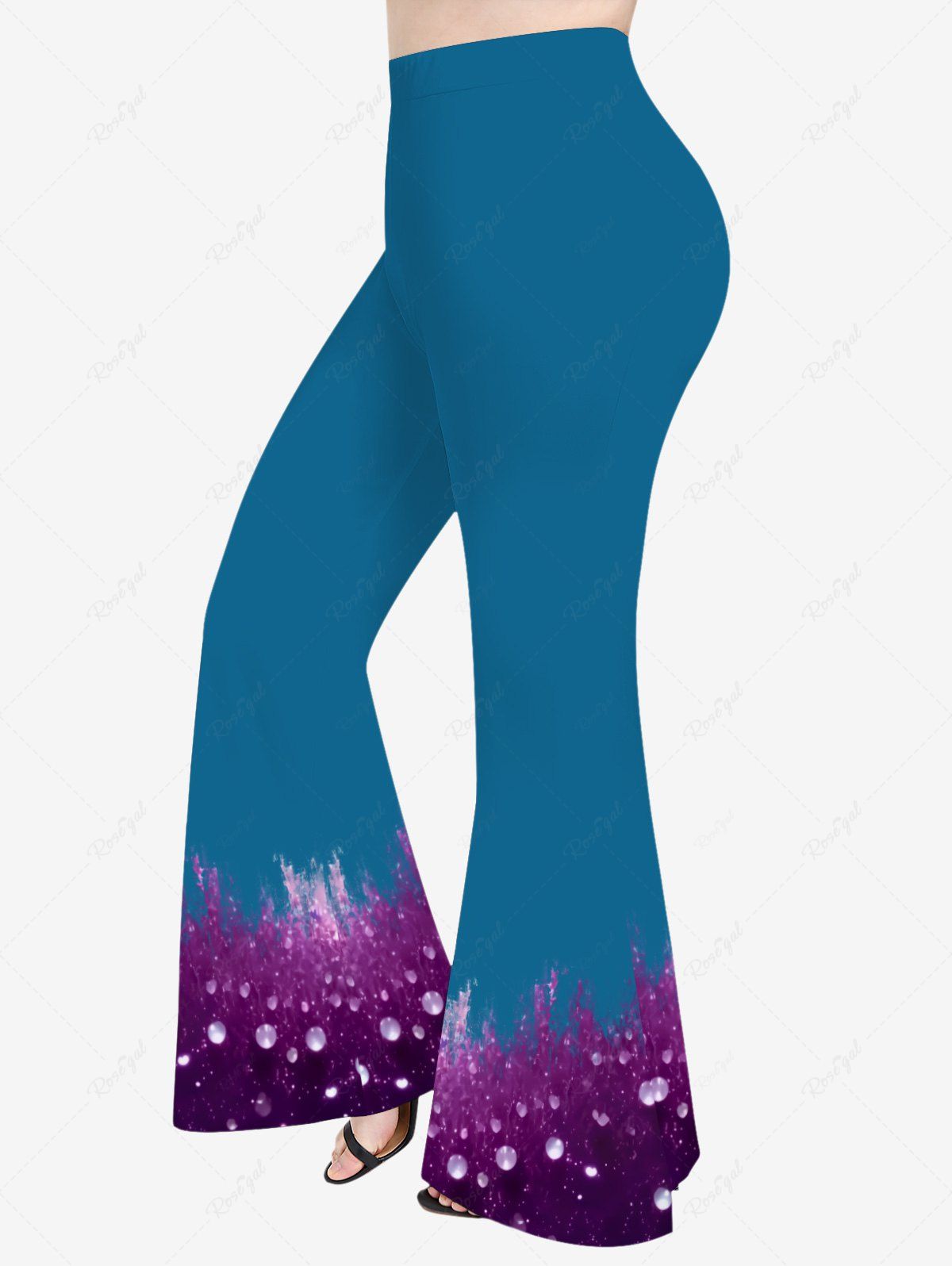 Pantalon Évasé Ombré Imprimé Goutte D'eau Grande Taille Bleu profond S