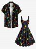 Plus Size Colorful Christmas Light Print Tank Dress -  