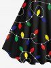 Plus Size Colorful Christmas Light Print Tank Dress -  