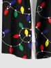 Chemise avec Boutons à Imprimé Lumières Colorées et Poches de Noël Grande-Taille pour Hommes - Noir 3XL