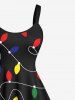 Plus Size Colorful Christmas Light Print Tank Dress -  