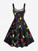 Plus Size Colorful Christmas Light Print Tank Dress -  