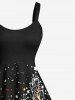 Plus Size Christmas Tree Ball Bowknot Snowflake Star Castle Print Tank Dress -  