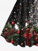 Plus Size Christmas Tree Ball Bowknot Snowflake Star Castle Print Tank Dress -  