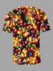 T-shirt Brillant 3D Nœud Papillon en Molleton Imprimé Grande Taille - Multi-A 2XL