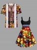 T-shirt Brillant 3D Nœud Papillon en Molleton Imprimé Grande Taille - Multi-A 2XL