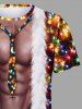 Plus Size Christmas Light Fleece Trim Tie Abdominal Muscles Glitter 3D Print T-shirt -  