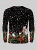 T-shirt Imprimé Élément de Noël Grande Taille - Noir 5XL