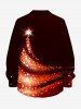 Chemisier Brillant avec Boutons à Imprimé Sapin de Noël Illuminé et Etoiles Grande-Taille pour Hommes - Noir 5XL