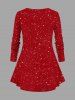 Plus Size Christmas Fleece Trim Bra Star Glitter 3D Print T-shirt -  
