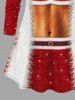 Plus Size Christmas Fleece Trim Bra Star Glitter 3D Print T-shirt -  