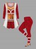 Plus Size Christmas Fleece Trim Bra Star Glitter 3D Print T-shirt -  