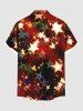 Chemise Boutonnée Etoile de Noël Imprimés avec Poche de Grande Taille avec Bouton - Noir L