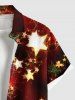 Chemise Boutonnée Etoile de Noël Imprimés avec Poche de Grande Taille avec Bouton - Noir L