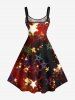 Plus Size Christmas Ombre Glitter Stars Belt Print A Line Dress -  