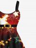Plus Size Christmas Ombre Glitter Stars Belt Print A Line Dress -  