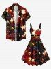 Plus Size Christmas Ombre Glitter Stars Belt Print A Line Dress -  