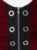 Lace Up Grommets Full Zipper Gothic Tank Top -  