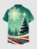 Chemise Boutonnée Imprimé Rayures et Arbre de Noël Coloré avec Poche Grande Taille pour Homme - Vert S