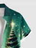 Chemise Boutonnée Imprimé Rayures et Arbre de Noël Coloré avec Poche Grande Taille pour Homme - Vert M
