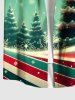 Chemise Boutonnée Imprimé Rayures et Arbre de Noël Coloré avec Poche Grande Taille pour Homme - Vert L