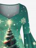 Plus Size Christmas Tree Snowflake Colorful Striped Print Ruched High Low Asymmetric Dress -  