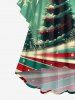 Plus Size Christmas Tree Snowflake Colorful Striped Print Ruched High Low Asymmetric Dress -  