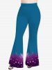 Pantalon Évasé Ombré Imprimé Goutte D'eau Grande Taille - Bleu profond S