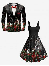 Contrastant Imprimé Élément de Noël Grande Taille - Noir 