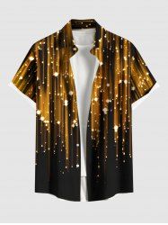 Chemisier Brillant avec Boutons à Imprimé Etoiles et Lumières 3D pour Hommes Grande-Taille - Noir 2XL