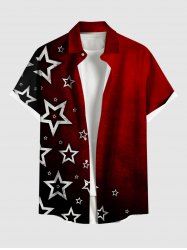 Chemise Boutonnée Teintée Etoile de Noël Imprimés avec Poche de Grande Taille pour Homme - Noir S