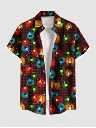 Chemise Boutonnée à Carreaux de Noël Colorée Imprimée avec Poche de Grande Taille pour Homme - Multi-A 3XL