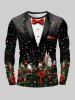 Contrastant Imprimé Élément de Noël Grande Taille - Noir 