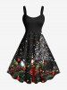 Contrastant Imprimé Élément de Noël Grande Taille - Noir 