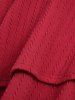Fur Trim Panel Fluffy Ball Drawstring Textured Asymmetric Long Sleeves Hooded Knit Sweater and Skinny Leggings Plus Size Outfit -  
