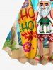 Plus Size Christmas Santa Claus Coconut Tree Seascape Print Tank Dress -  