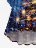 Plus Size Christmas Tree Ball Star Light Galaxy Glitter 3D Print Ruched Flare Sleeve High Low Dress -  