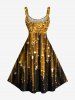Plus Size Christmas Star Light Beam Sparkling Sequin Glitter 3D Print Tank Dress -  