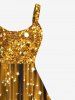 Plus Size Christmas Star Light Beam Sparkling Sequin Glitter 3D Print Tank Dress -  