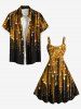 Plus Size Christmas Star Light Beam Sparkling Sequin Glitter 3D Print Tank Dress -  