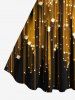 Robe Brillante à Imprimé Etoiles Brillantes 3D Grande-Taille - Noir 5X