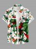 Plus Size Christmas Tree Hat Dinosaur Snowman Ball Print Buttons Pocket Shirt For Men -  