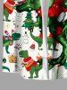 Plus Size Christmas Tree Hat Dinosaur Snowman Ball Print Buttons Pocket Shirt For Men -  