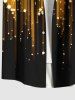 Plus Size Christmas Star Light Beam Glitter 3D Print Buttons Pocket Shirt For Men -  