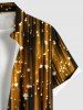 Chemisier Brillant avec Boutons à Imprimé Etoiles et Lumières 3D pour Hommes Grande-Taille - Noir XL