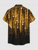 Chemisier Brillant avec Boutons à Imprimé Etoiles et Lumières 3D pour Hommes Grande-Taille - Noir 2XL