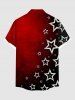 Chemise Boutonnée Teintée Etoile de Noël Imprimés avec Poche de Grande Taille pour Homme - Noir S