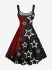 Plus Size Christmas Pentagram Star Print Tie Dye Ombre A Line Tank Dress -  
