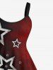 Plus Size Christmas Pentagram Star Print Tie Dye Ombre A Line Tank Dress -  