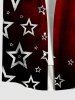 Plus Size Christmas Pentagram Star Print Tie Dye Ombre Button Pocket Shirt For Men -  
